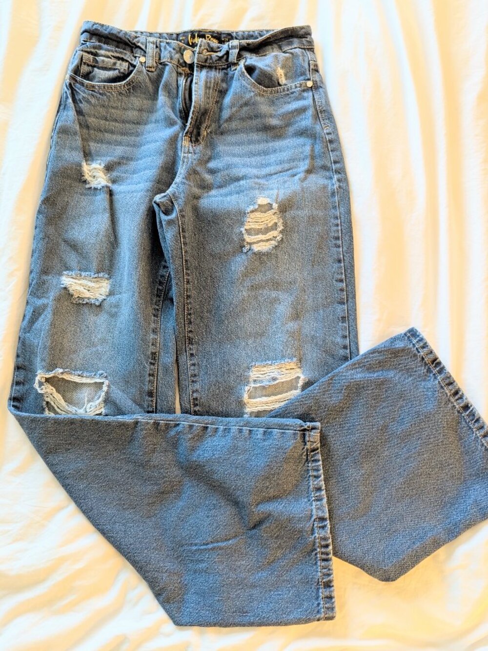 Indigo Rein Distressed Wide Leg Baggy Skater Jeans (Sz 5)